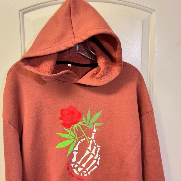 Other - Stoner Skeleton Pot Leaf 420 Rose Hooded Sweatshirt